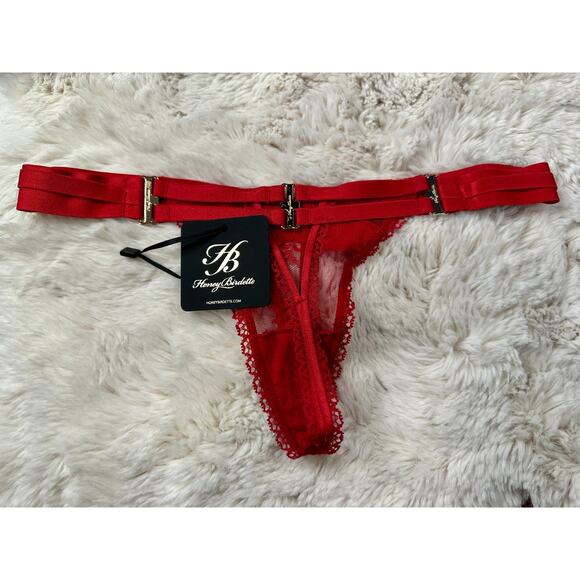 RARE🔥 Honey Birdette LUCILLE❤️ Red Lace Thong XS - Picture 2 of 3